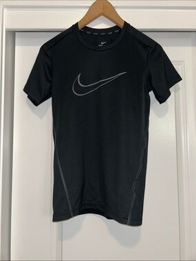 Nike Black Short Sleeve Dri-FIT Athletic Tee with Gray Swoosh